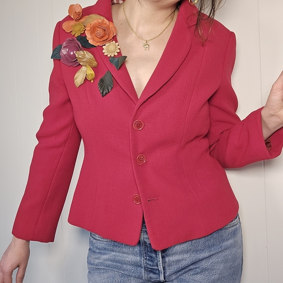 Moschino Cheap & Chic Red Wool Blazer 90's - Picture 1 of 12